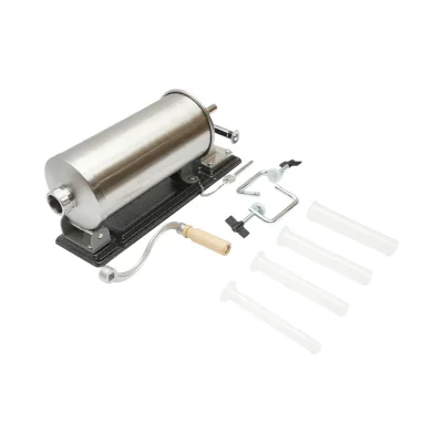 Macchina orizzontale per insaccare salsicce in acciaio inox da 3 kg, con 4 imbuti inclusi (15, 19, 22, 25 mm). - immagine 2