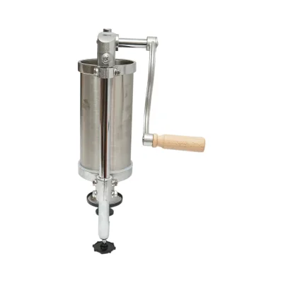 Macchina verticale per insaccare salsicce in acciaio inox da 1,25 kg, con 4 imbuti inclusi (15, 19, 22, 25 mm). - immagine 5