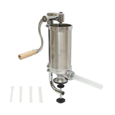 Macchina verticale per insaccare salsicce in acciaio inox da 1,25 kg, con 4 imbuti inclusi (15, 19, 22, 25 mm).
