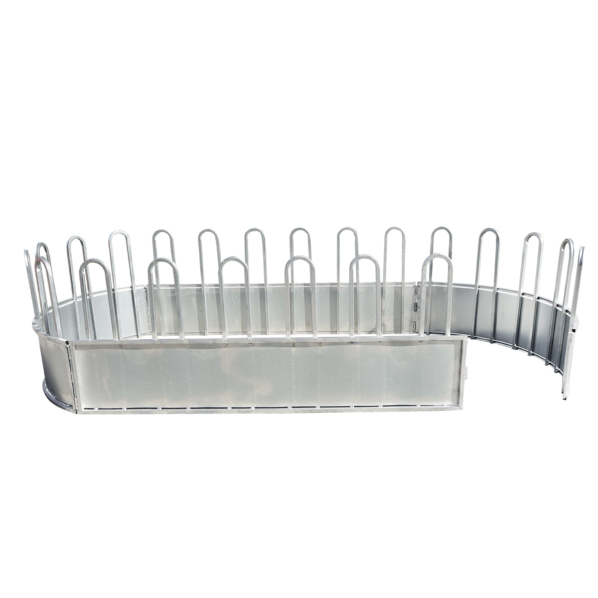 Mangiatoia ovale per balle di fieno con 22 posti 3,4x1,7x1m - immagine 5
