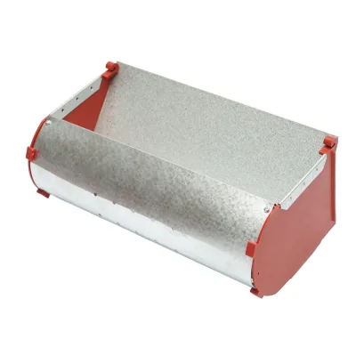 Mangiatoia per Conigli in Lamiera Zincata e Plastica Rigida, 25x9x13 cm