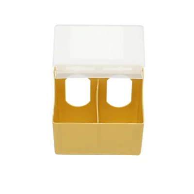 Mangiatoia ribaltabile in plastica per piccioni, con 2 scomparti, dimensioni 16x9x14cm. - immagine 2