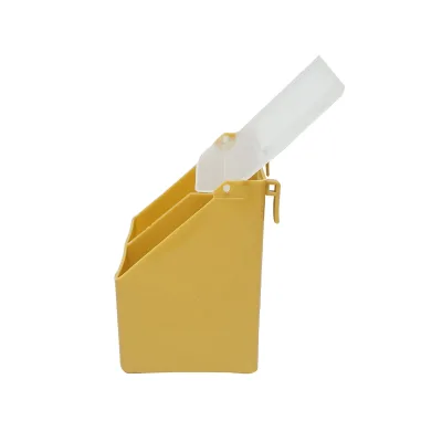 Mangiatoia ribaltabile in plastica per piccioni, con 2 scomparti, dimensioni 16x9x14cm. - immagine 3