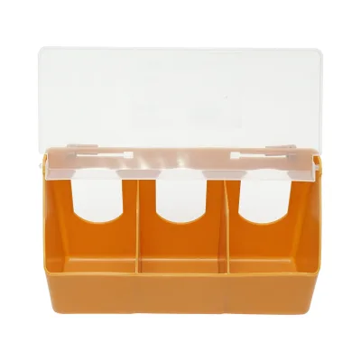 Mangiatoia ribaltabile in plastica per piccioni, con 3 scomparti, dimensioni 25x9x14cm - immagine 3