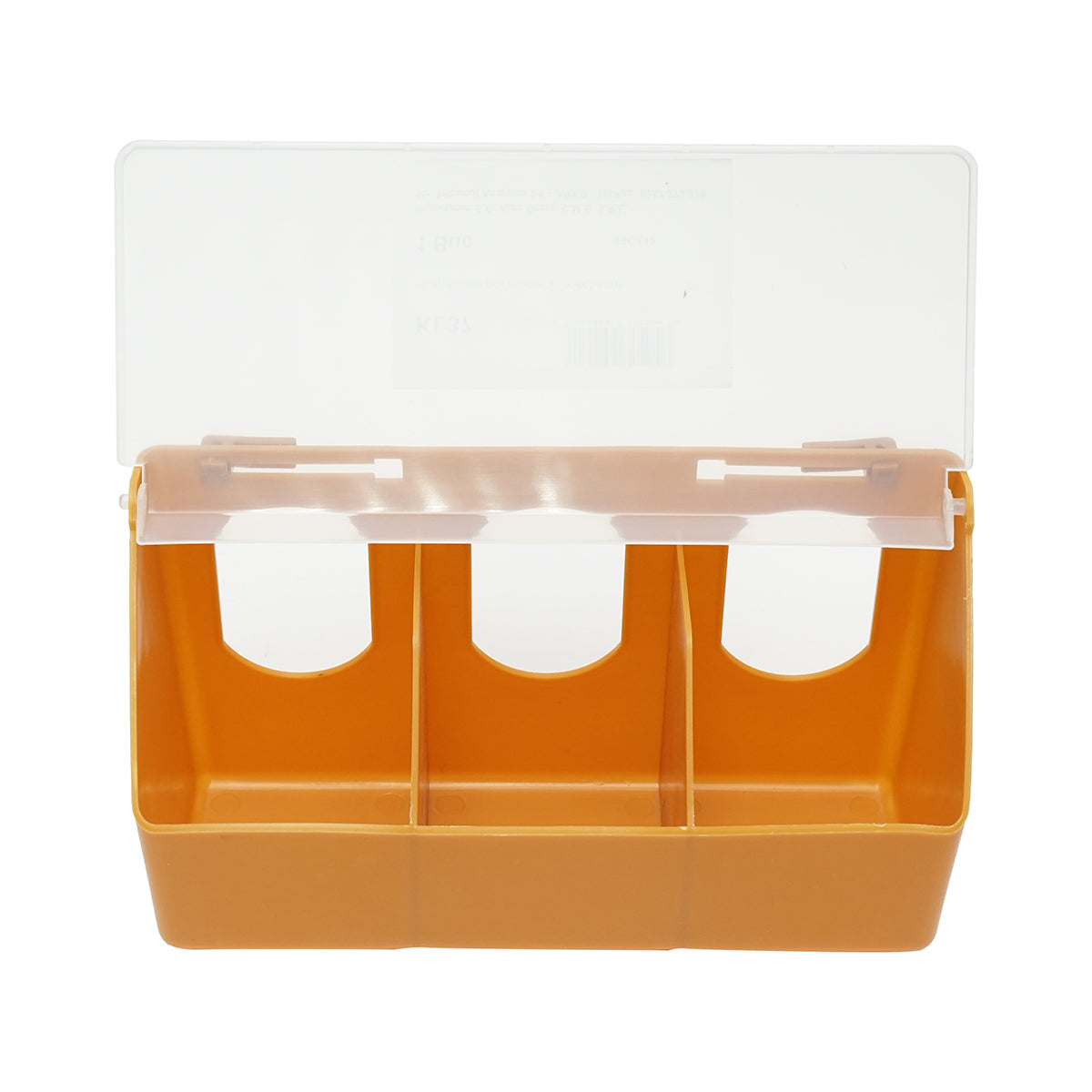 Mangiatoia ribaltabile in plastica per piccioni, con 3 scomparti, dimensioni 25x9x14cm - immagine 3