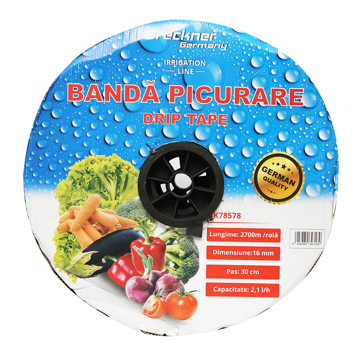 MANICHETTA GOCCIOLANTE IRRIGAZIONE A GOCCIA rotolo 2700M, 2.1L/H, D16mm, passo 30cm, Breckner Germany - immagine 2