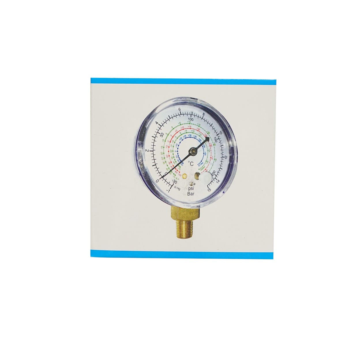 Manometro bassa pressione (blu) per aria condizionata, freon 70mm 1/8 Breckner Germany - immagine 3