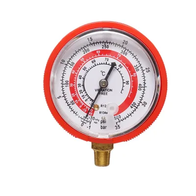 Manometro bassa pressione (rosso) per aria condizionata, freon 70mm 1/8 Breckner Germany