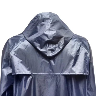 Mantella con cappuccio impermeabile taglia XL in poliestere con membrana in PVC, aperture di ventilazione, 2 tasche e cerniera, blu navy Breckner Germany. - immagine 4