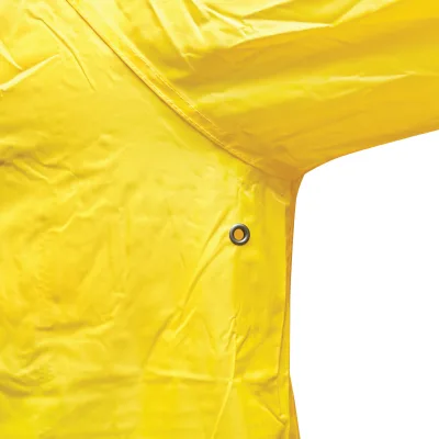 Mantella con cappuccio impermeabile taglia XL in poliestere con membrana in PVC, aperture di ventilazione, 2 tasche e cerniera, gialla Breckner Germany - immagine 6