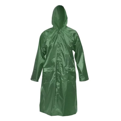 Mantella con cappuccio impermeabile taglia XL in poliestere con membrana in PVC, aperture di ventilazione, 2 tasche e cerniera, verde Breckner Germany