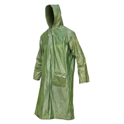 Mantella con cappuccio impermeabile taglia XL in PVC, con 2 tasche, chiusura con bottoni a pressione, verde scuro Breckner Germany - immagine 2