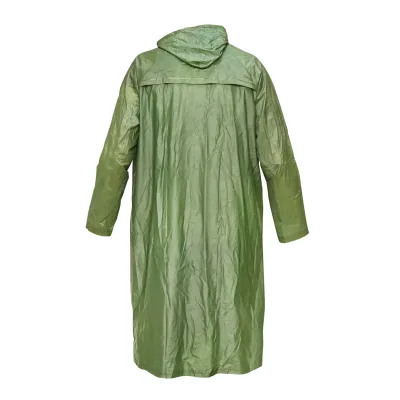 Mantella con cappuccio impermeabile taglia XL in PVC, con 2 tasche, chiusura con bottoni a pressione, verde scuro Breckner Germany - immagine 3