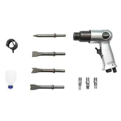 Martello pneumatico a percussione da 6,3 bar con 3 tipi di attacchi rapidi e 4 scalpelli Hoteche - immagine 2