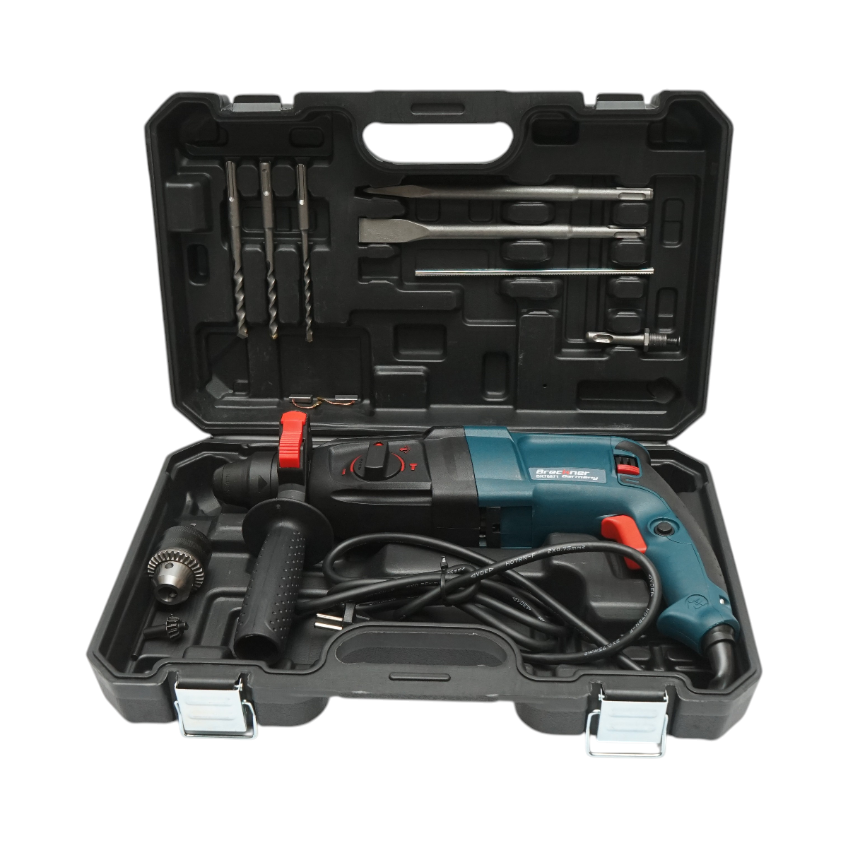 Martello tassellatore (rotopercussore) – 800 W Energia d’impatto: 3 Joule Mandrino: SDS Plus Diametro massimo foratura: 26 mm Breckner Germany