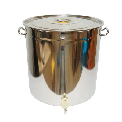 Maturatore in acciaio inox con coperchio per miele, capacità 100 kg