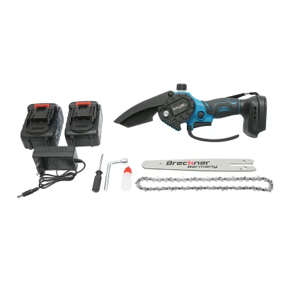 Mini Motosega a Batteria Mini sega elettrica 700W con 2 batterie agli ioni di litio 21V/4Ah, lama 200mm (8 pollici) Breckner Germany - immagine 2