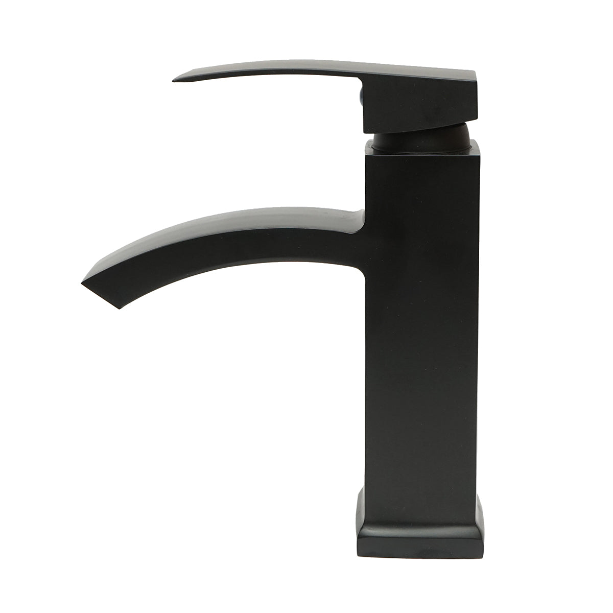 Miscelatore lavabo a cascata, monocomando, finitura nero opaco, lega di zinco, accessori inclusi - immagine 2