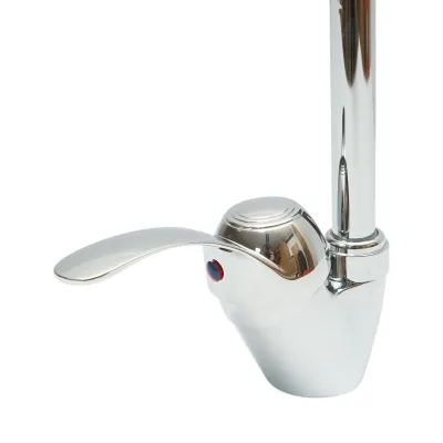 Miscelatore monocomando girevole per lavello da cucina, cartuccia in ceramica, cromo lucido - immagine 6