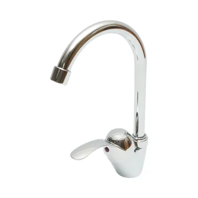 Miscelatore monocomando girevole per lavello da cucina, cartuccia in ceramica, cromo lucido