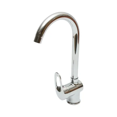 Miscelatore monocomando girevole per lavello da cucina, cartuccia in ceramica, cromo lucido
