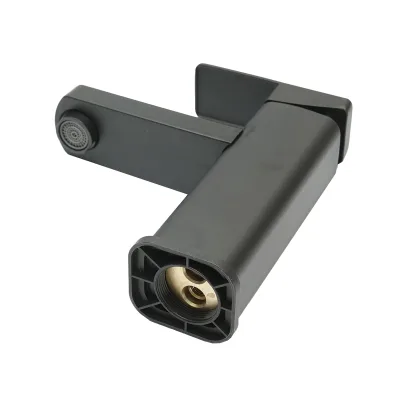 Miscelatore monocomando per lavabo, finitura nero opaco, montaggio su supporto, acciaio inox, accessori inclusi - immagine 3