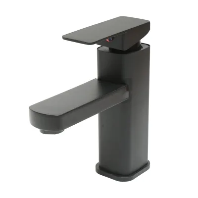 Miscelatore monocomando per lavabo, finitura nero opaco, montaggio su supporto, acciaio inox, accessori inclusi