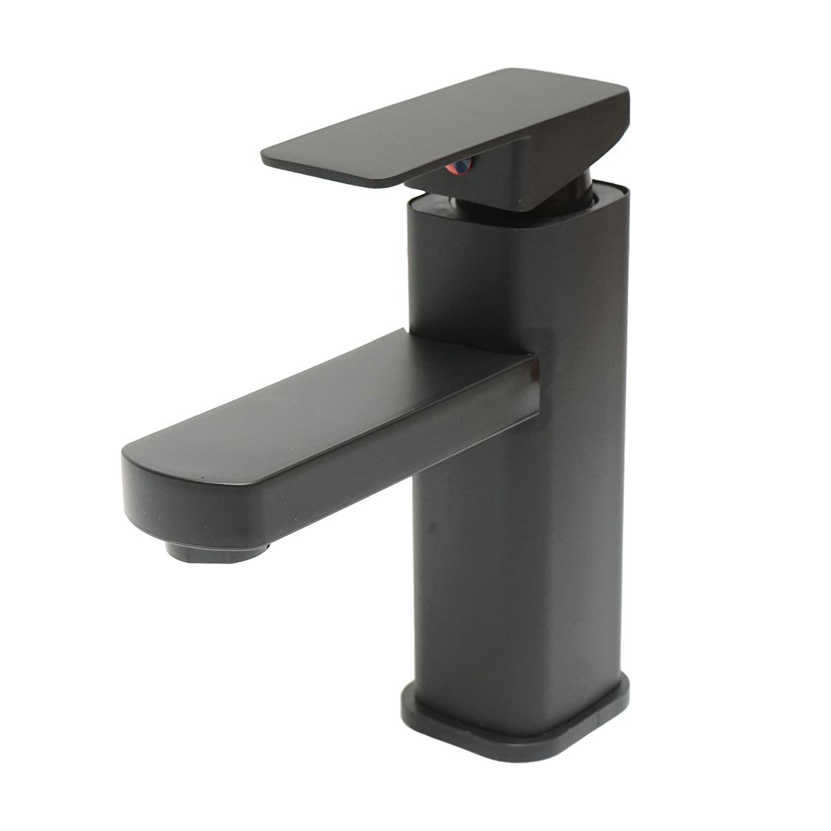 Miscelatore monocomando per lavabo, finitura nero opaco, montaggio su supporto, acciaio inox, accessori inclusi