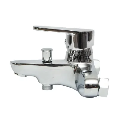 Miscelatore monocomando per vasca e doccia, montaggio esterno, cartuccia in ceramica, cromo lucido - immagine 2