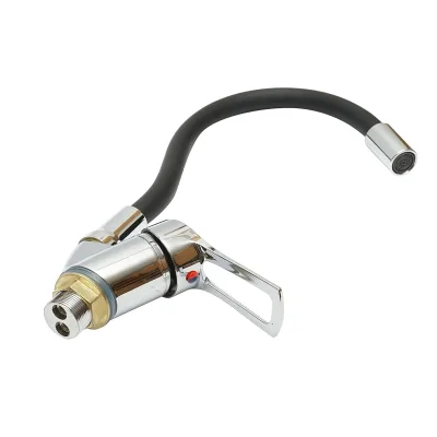 Miscelatore per lavello da cucina con bocca flessibile, finitura cromata e nera, supporto monocomando, materiale in lega di zinco, accessori inclusi - immagine 5
