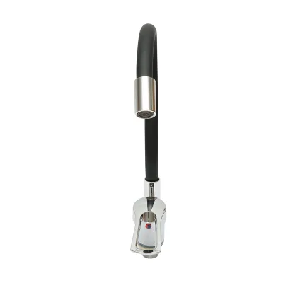 Miscelatore per lavello da cucina con bocca flessibile, finitura cromata e nera, supporto monocomando, materiale in lega di zinco, accessori inclusi - immagine 3