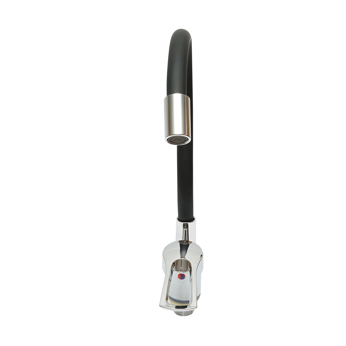 Miscelatore per lavello da cucina con bocca flessibile, finitura cromata e nera, supporto monocomando, materiale in lega di zinco, accessori inclusi - immagine 3