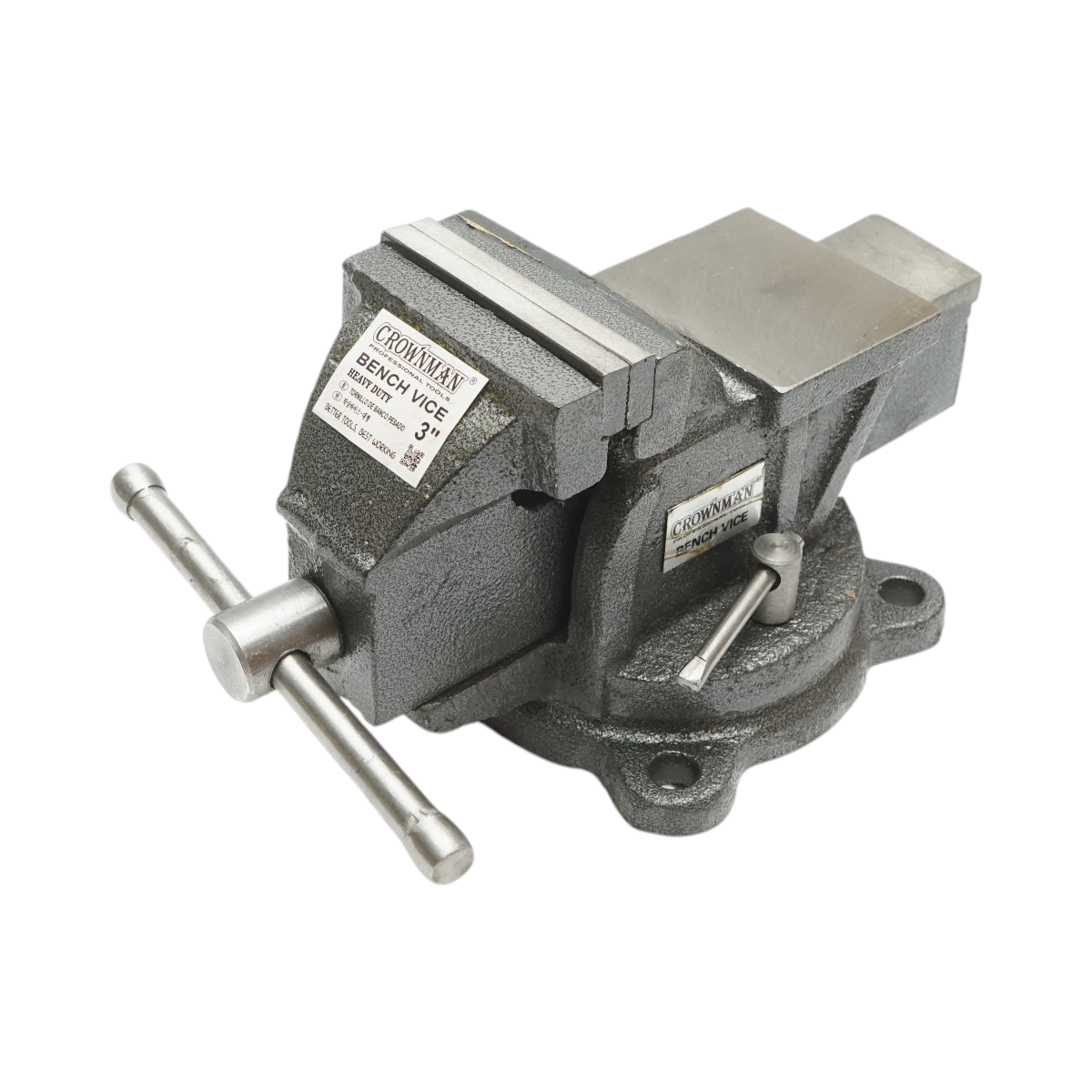 Morsa con base girevole e incudine Crownman per impieghi gravosi da 75 mm