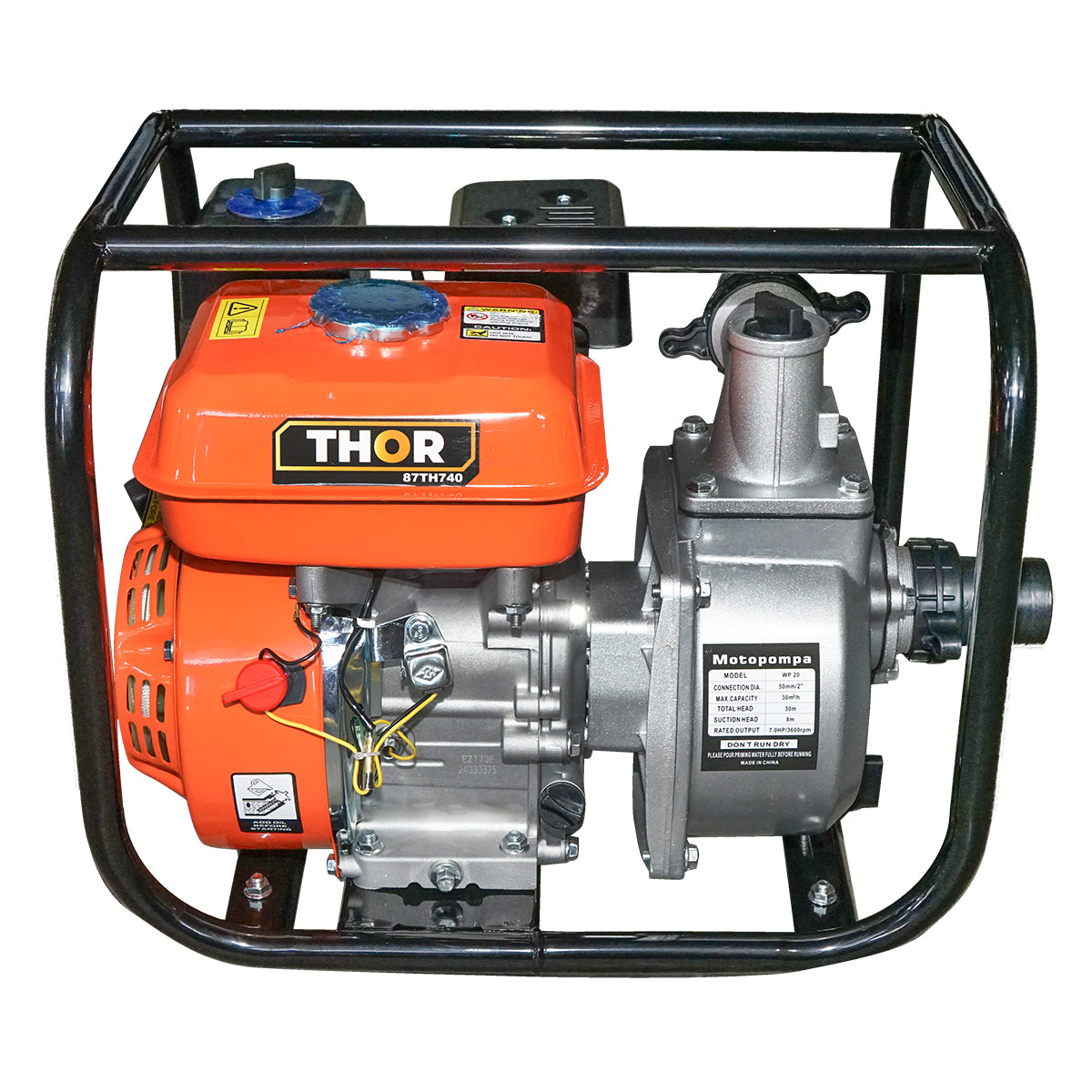 Motopompa WP20, motore a benzina da 7,5 CV, 2 pollici, portata massima 30 m3/h Thor