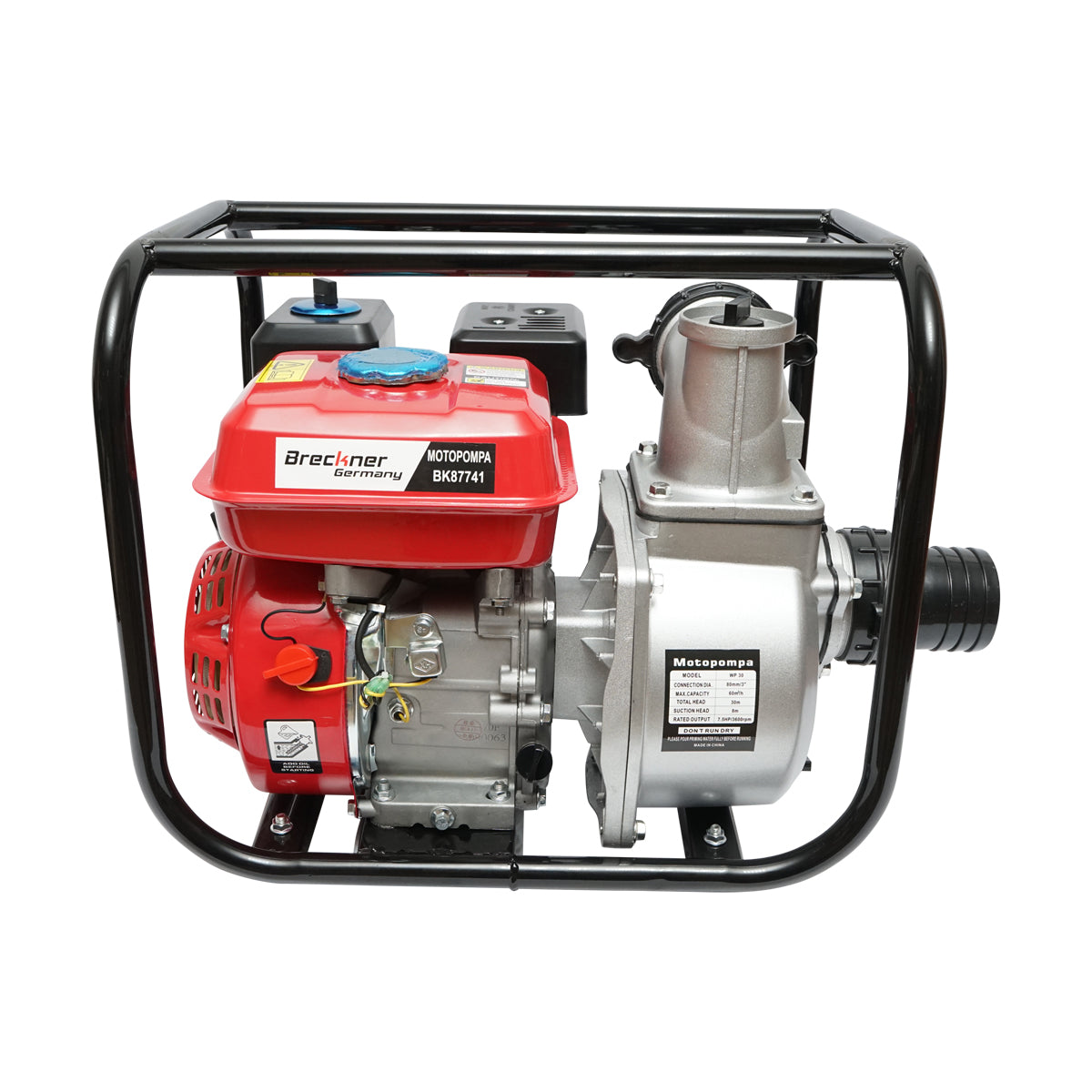 Motopompa WP30, tipo HONDA 7,5 HP, 3 pollici, portata max 60 m3/h, profondità max 8 m. Altezza max 30 m Breckner Germany