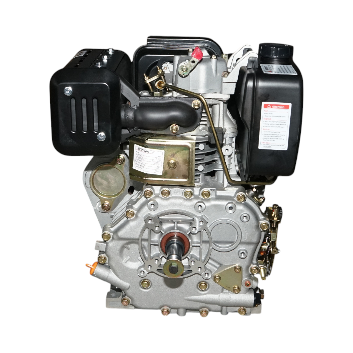 Motore diesel 10CV 186F, 418cc, 3600 giri/min, albero cilindrico filettato 25,4mm, avviamento a strappo - immagine 3