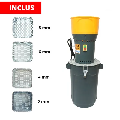 Mulino elettrico per cereali 1 KW, 220V, serbatoio 25L, 19000 giri/min, capacità 240 Kg/h, 5 setacci inclusi
