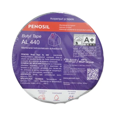 Nastro butilico impermeabilizzante autoadesivo con foglio di alluminio 0,6x50 mm x 10 m – Butyl Tape AL 440 Penosil - immagine 2