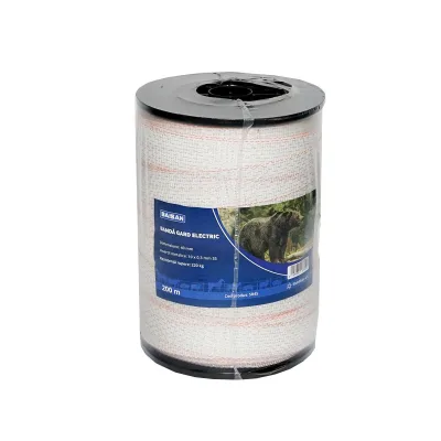 Nastro per recinto elettrico, Lunghezza 200 mt e Larghezza 40 mm, 10x0.3mm SS, colore bianco-arancio Baisan