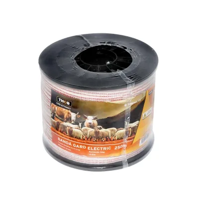 Nastro per recinto elettrico, Lunghezza 250 mt e Larghezza 10mm, 4x0.16mm SS, 13 Ohm/m, colore bianco-rosso recinzioni elettriche Thor - immagine 3