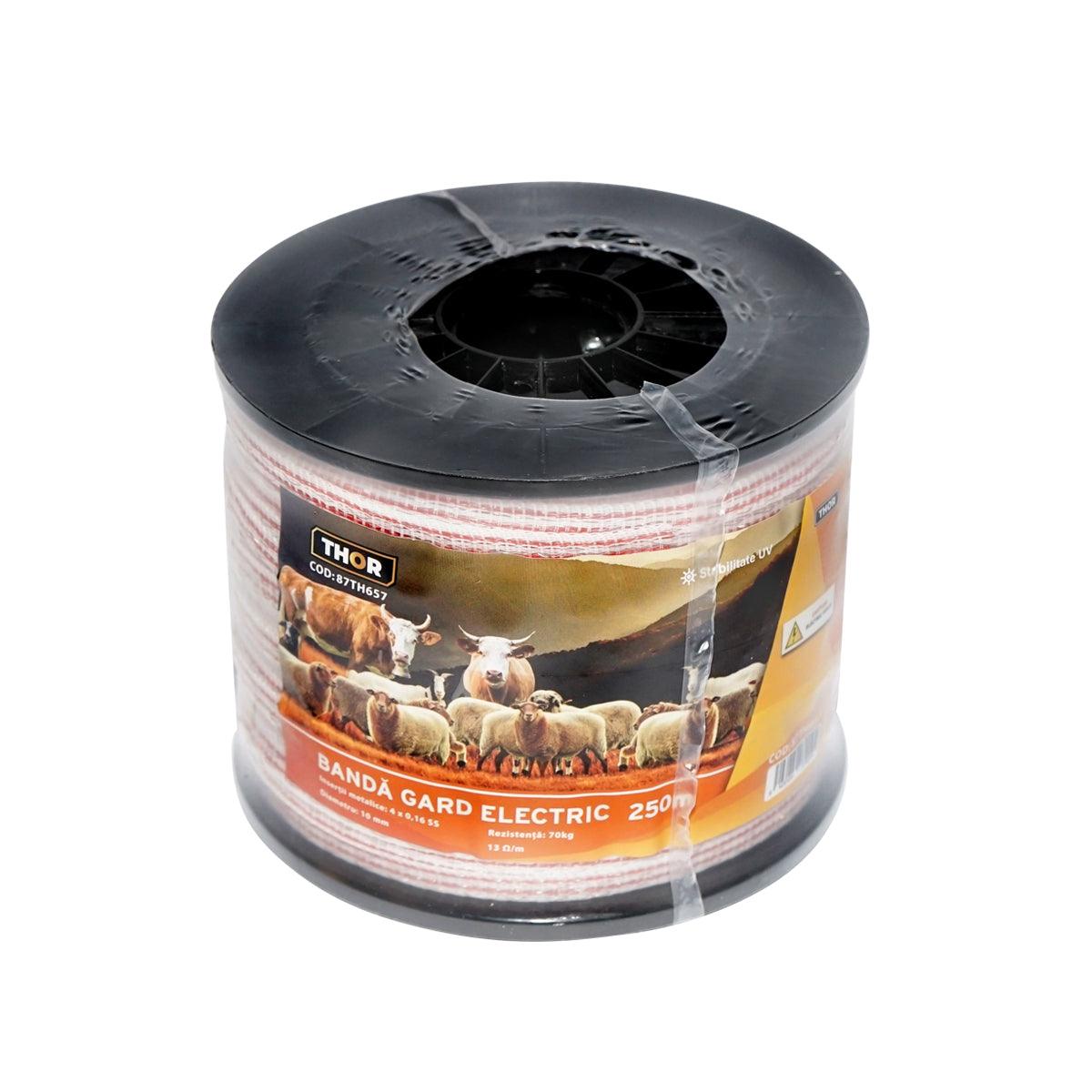 Nastro per recinto elettrico, Lunghezza 250 mt e Larghezza 10mm, 4x0.16mm SS, 13 Ohm/m, colore bianco-rosso recinzioni elettriche Thor - immagine 3