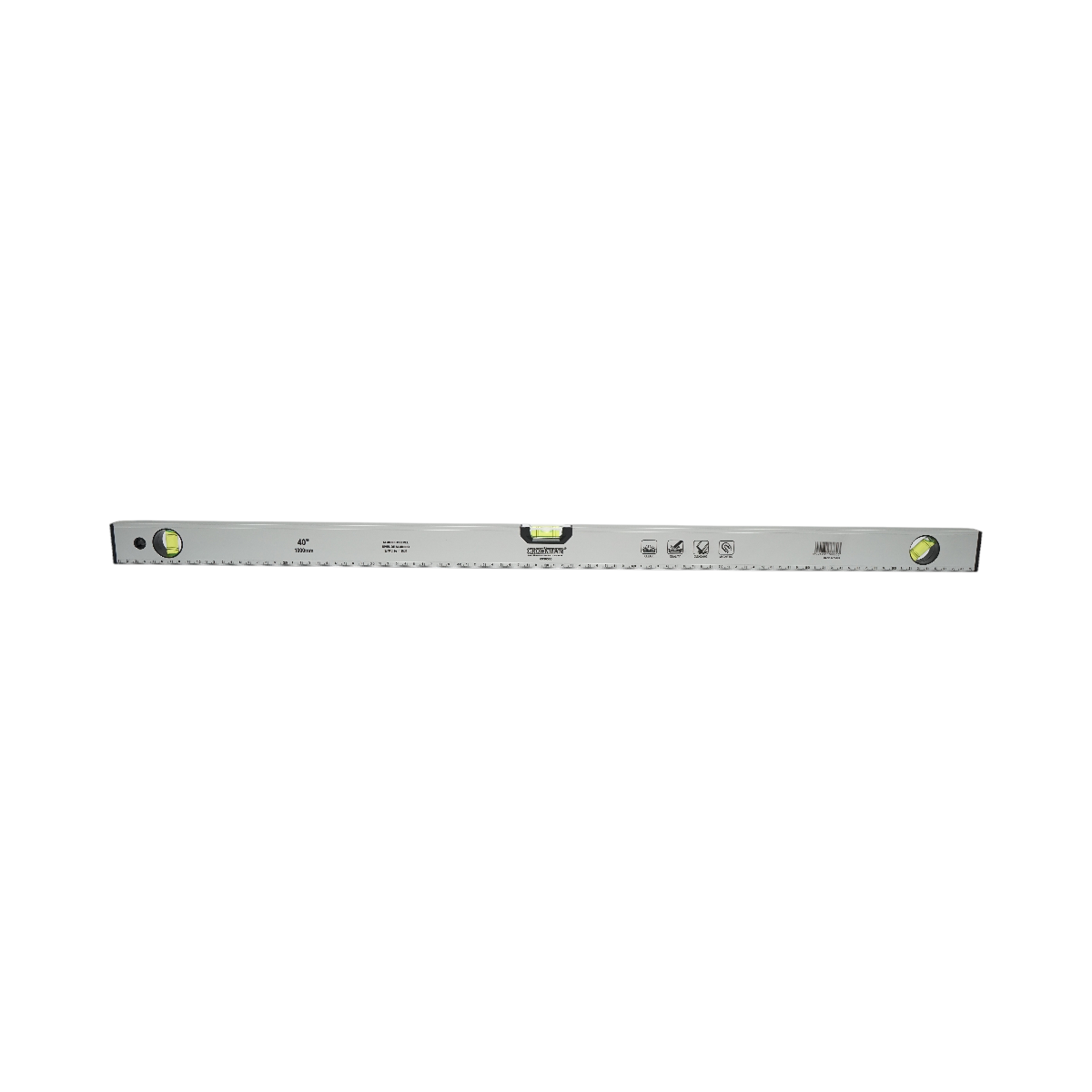 Nivella magnetica in alluminio, 1000mm, con 3 bolle di livello e righello graduato 0-100cm, Crownman