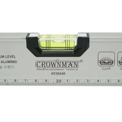 Nivella magnetica in alluminio, 400mm, con 3 bolle di livello e righello graduato 0-40cm, Crownman - immagine 4