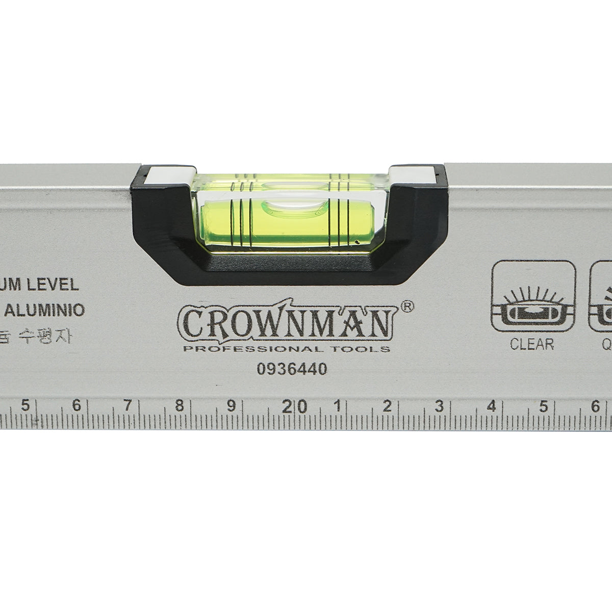 Nivella magnetica in alluminio, 400mm, con 3 bolle di livello e righello graduato 0-40cm, Crownman - immagine 4