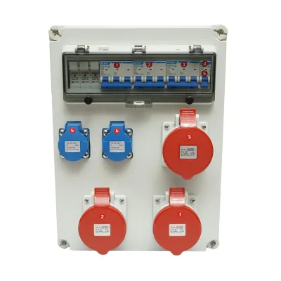 Pannello gruppo prese organizzazione cantiere 2x230V/16A, 3x400V/32A, 12 moduli 460x270x160mm IP44/IP67 SUNTREE