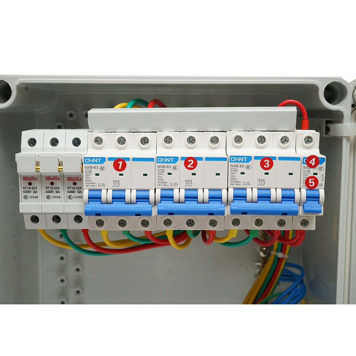Pannello gruppo prese organizzazione cantiere 2x230V/16A, 3x400V/32A, 12 moduli 460x270x160mm IP44/IP67 SUNTREE - immagine 3