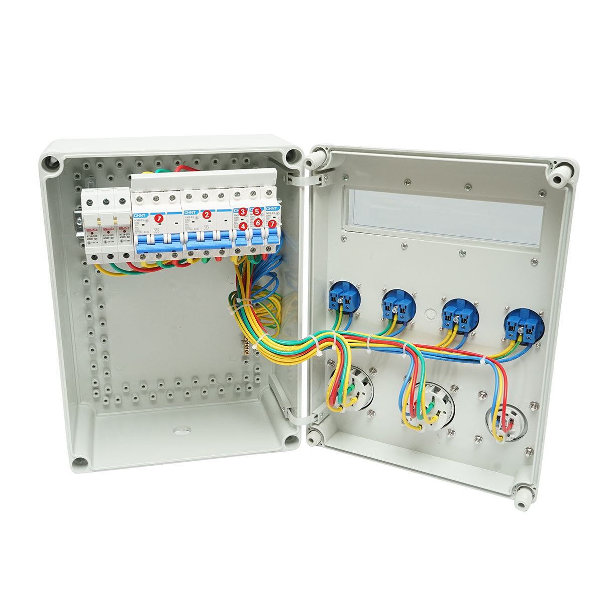 Pannello gruppo prese organizzazione cantiere 4x230V/16A, 2x400V/32A, 1x250V/16A, 12 moduli 400x300x186mm IP44/IP67 SUNTREE - immagine 2