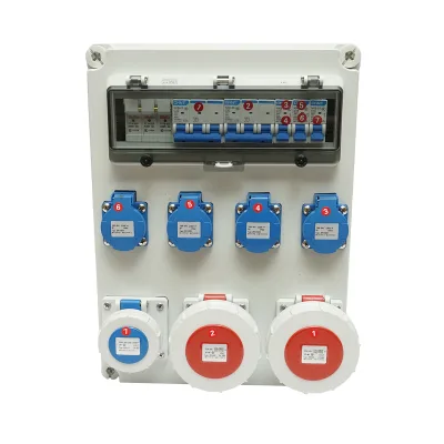 Pannello gruppo prese organizzazione cantiere 4x230V/16A, 2x400V/32A, 1x250V/16A, 12 moduli 400x300x186mm IP44/IP67 SUNTREE