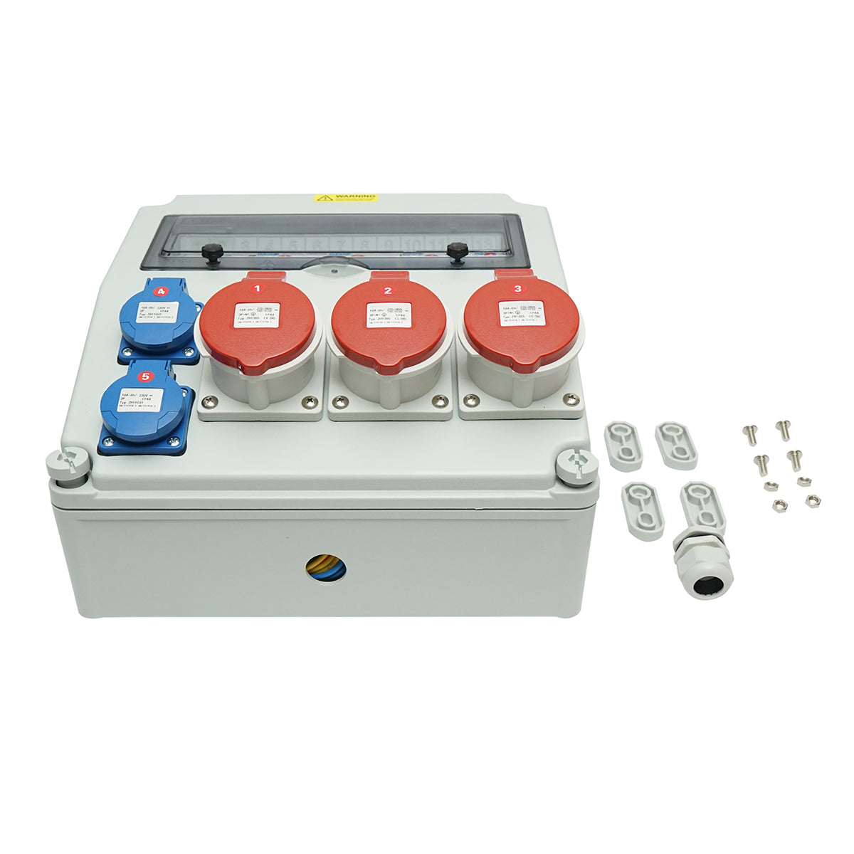 Pannello gruppo prese per organizzazione cantiere 2x230V/16A, 3x415V/16A, 330x330x170mm IP44/IP67 SUNTREE - immagine 3
