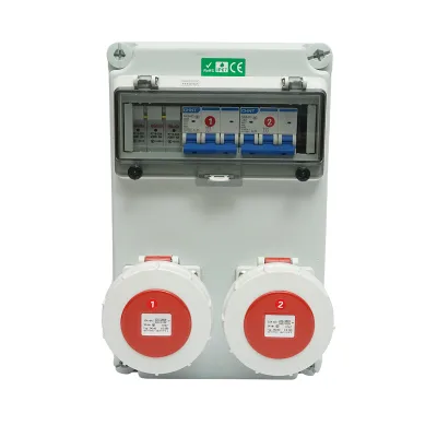 Pannello gruppo prese per organizzazione cantiere 2x400V/32A, 6 moduli, 340x220x160mm IP67 SUNTREE